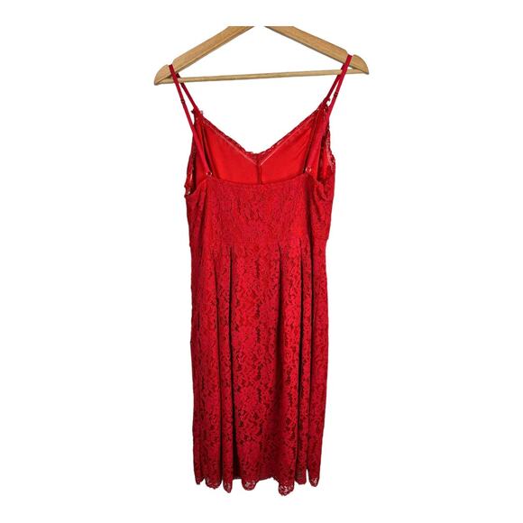 Lulus Womens size XL Royal Treatment Red Lace Midi Skater Dress - Picture 3 of 11